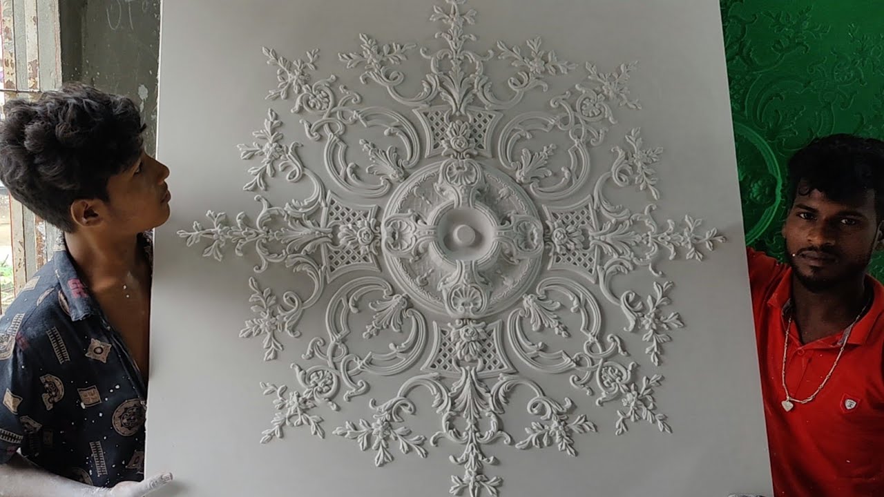 How To Make Arabian Ceiling Medallion Square Plaster Design Mixing ...