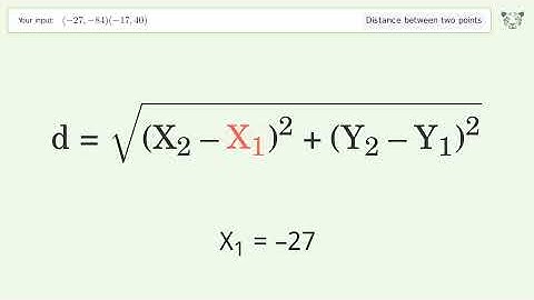 Find the distance between two points p1 (-27,-84) and p2 (-17,40): Step-by-Step Video Solution