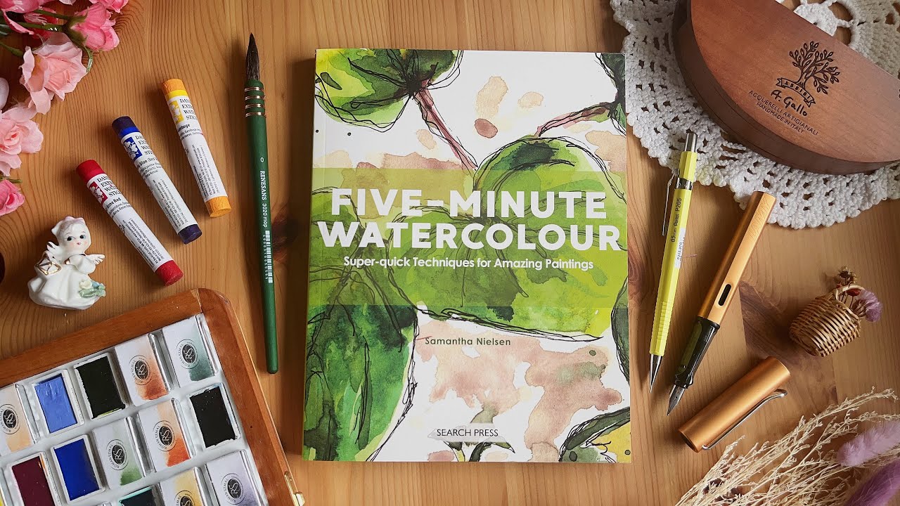 5 MINUTE WATERCOLOR by Samantha Nielsen book flip through ASMR