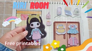 $paperdiy$ | Asmr paper doll Riri Room Free Printable tutorial Squishy house