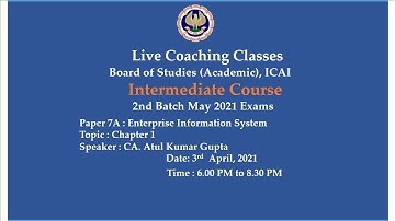 Intermediate Paper 7A: EIS -Topic:Ch-1: Automated Business Processes,Evening session Date:03-04-2021