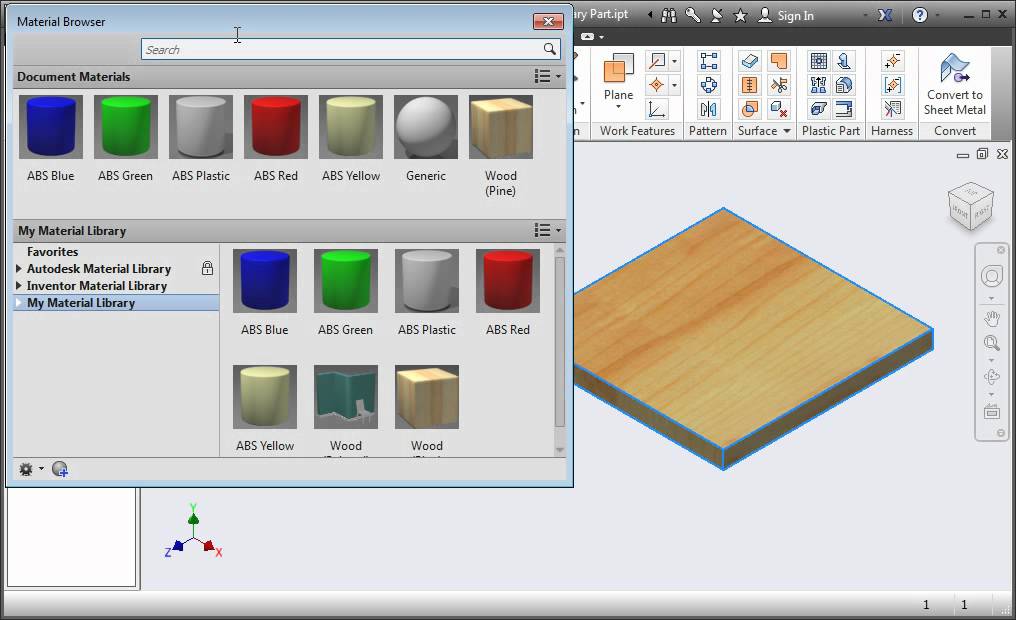 Woodwork For Inventor Material Library