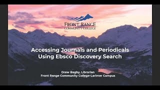 Accessing Journals and Periodicals Using Ebsco Discovery Search.