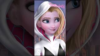 Frozen Elsa as Spider Qwen | Frozen X Spider Qwen MASHUP 💙❤️ Elsa as Gwen Stacy #shorts