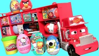 Cars Mack Truck Hauler Surprise Eggs Play Doh Peppa Kinder Minions Shopkins Mickey Minnie Dough