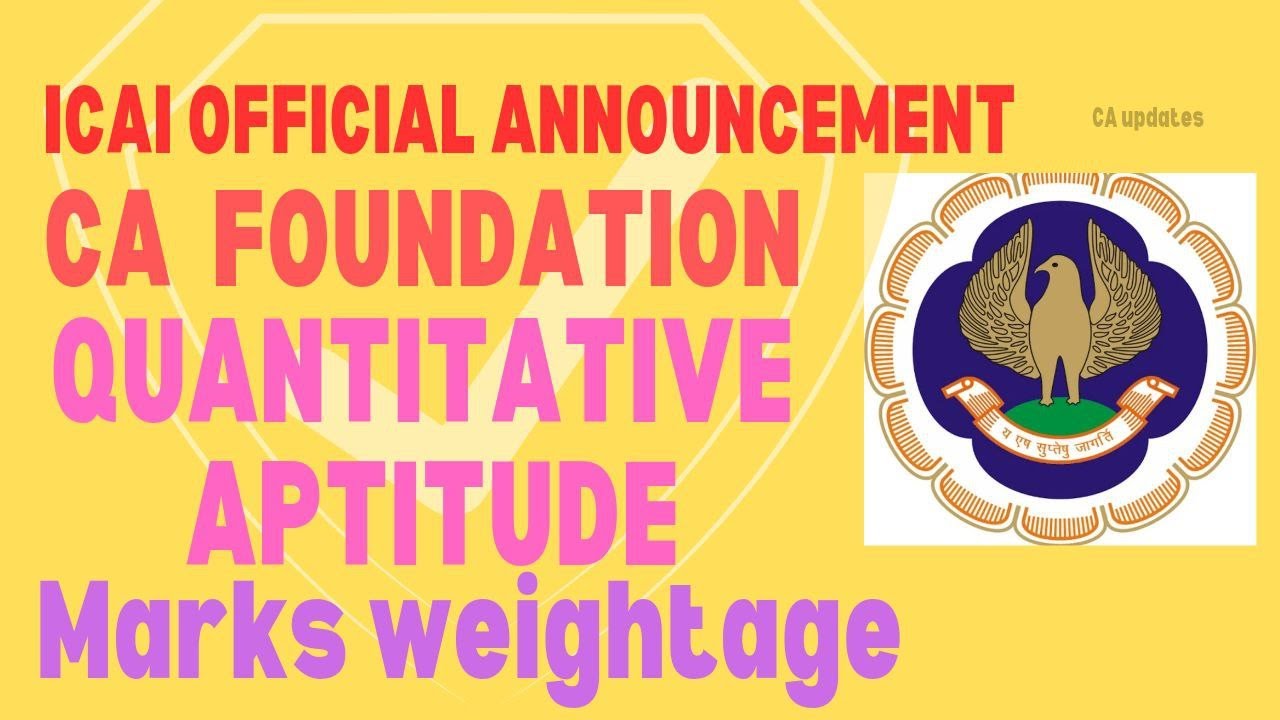 Quantitative aptitude Marks weightage in Tamil | CA Foundation | MUST ...