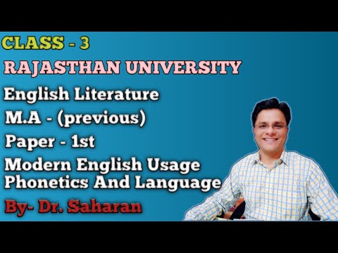 CLASS-3 RAJASTHAN UNIVERSITY, English Literature, M.A (pre.), Paper-1st, Grammar/ Linguistic.