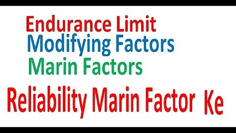 Reliability Marin Factor ke Endurance Limit Modifying Factors Endurance Limit Marin Factors