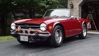 1974 Triumph TR6 TR6 Convertible in Carmine Red & Engine Sound on My Car Story with Lou Costabile