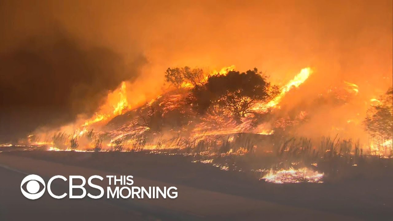 newspaper mockup Wildfires erupt in California, destroying homes and vehicles