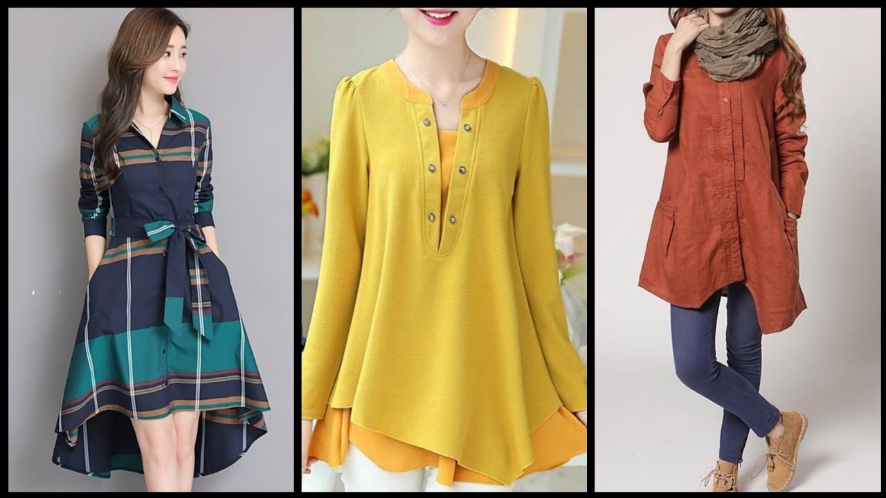 Classy different styles comfortable mid length tops with jeans latest (  shirts, kurti ,Tops) 