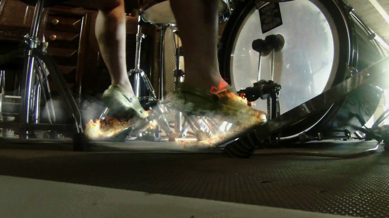 crocs (tm) + double bass drum = feet on fire YouTube