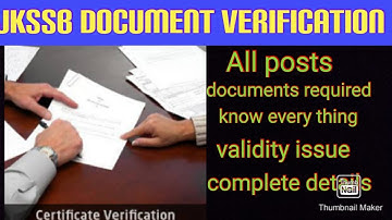 JKSSB document verification||For All posts|| documents required || validity issue, driver, draftsmsn