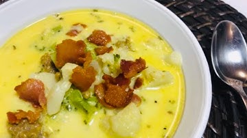 Low Carb: CREAMY BROCCOLI CAULIFLOWER SOUP recipe