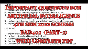Artificial Intelligence important questions for VTU exam 2022 scheam 4th semester Part-2