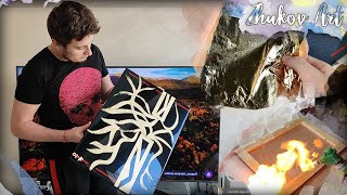 Золотая поталь, эпоксидная смола Gold leaf and epoxy resin Создание интерьерной картины Abstract art