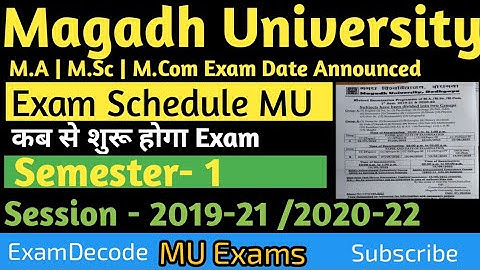 Magadh University M.A/M.Sc/M.Com Exam Date Announced| Session- 2019-21,2020-22 | Check Details