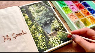 Forest Swing Painting With Jelly Gouache/ BenQ WiT Desk Lamp/ Paint With Me