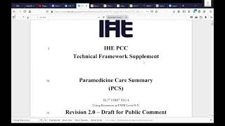 IHE Discussion - Paramedicine Care Summary (PCS) 3/8/21