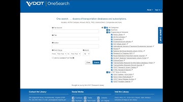 VDOT OneSearch: The Basics