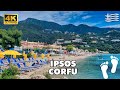 Ipsosypsos corfu island greece   beautiful beach   walking tour 4k u.