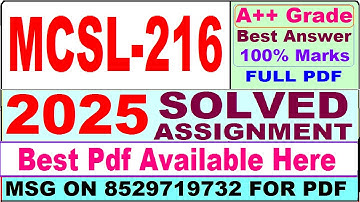 MCSL 216 solved assignment 2025 || mcsl 216 solved assignment 2024-25 in English || ignou mcsl216