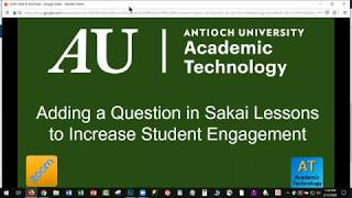 Sakai Lessons: How To Add a Question