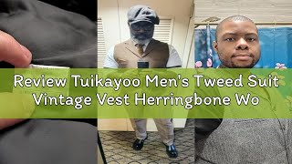 Review Tuikayoo Men's Tweed Suit Vintage Vest Herringbone Wool Prom Waistcoat Groomsmen