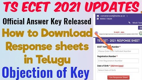 TS ECET 2021 Answer key Released//How to Download ECET Response sheets in Telugu//Objection of Key