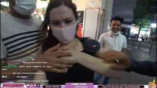 Creepy guys harass japanese female streamer while trying to take a photo with her