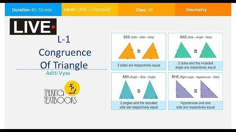 L - 1 Congruence of Triangles | Class 7 Crash Course | Aditi Vyas | TTB