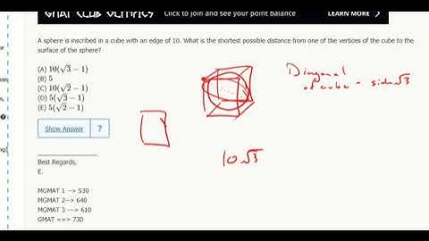 Geometry 3- A sphere is inscribed in a cube with an edge of 10. What is the shortest possible...