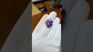 Amethyst Faceted Flower Ring