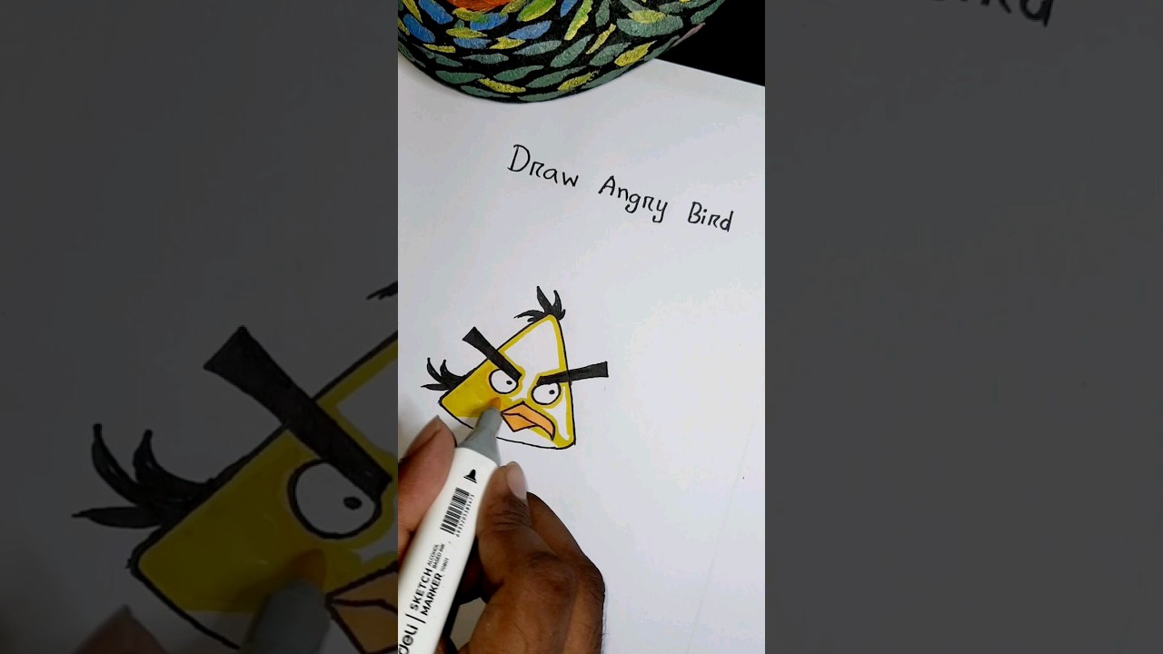 Easy Way to Draw Angry Bird Yellow 🐣🐥 
