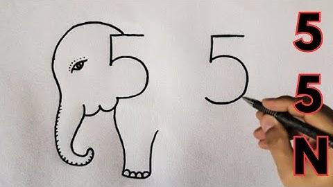 How To Draw Elephant From Number 555 l Elephant Drawing Tutorial  l Online Drawing l Number Drawing