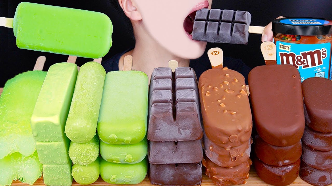 ASMR GREEN CHOCOLATE ICE CREAM MAGNUM NUTELLA DESSERT MUKBANG초콜릿 아이스크림 먹방 チョコレートアイスクリームEATING SOUNDS
