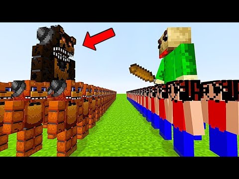 Видео: FREDDY.EXE VS BALDI / 1000 FNAF ANIMATRONICS - BATTLE IN MINECRAFT - FREDDY PROTECTS THE VILLAGE