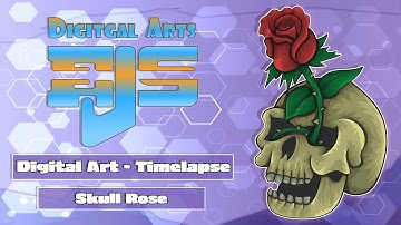 Adobe Illustrator - Amazing Cartoon Vector Art  -Skull and Rose - How To *Timelapse video*