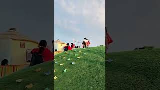 3y kid Rex climbs the giant slide by himself