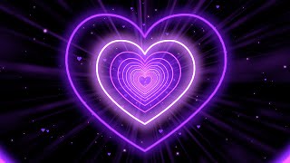 Heart Tunnel💜Purple Heart Background | Neon Heart Background Video | Wallpaper Heart [4 Hours]