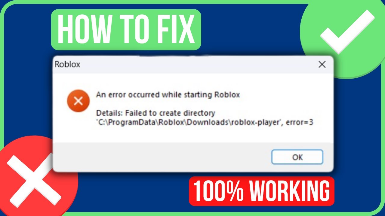 Installing Error : An error occurred while starting Roblox Studio, Details:  Failed to create directory, error = 3 - Platform Usage Support - Developer  Forum