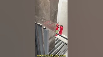 Sliding tile ceramic display rack stand for showroom.