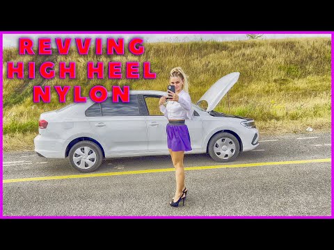 ANASTASIA REVVING HIGH HEELS NYLON TRAILER 2 pedal pumping revving stuck  pantyhose upskirt girl 139