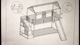 Twin over twin metal bunk bed with stairs and roof, metal house bed with slide and storage for kids