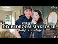 Bedroom extreme makeover  boring 90s style to moody  elegant primary bedroom on a budget pt1