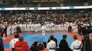 Nick läuft Jion auf der 7. Fudokan Karate Weltmeisterschaft in Cluj/ Rumänien 2017