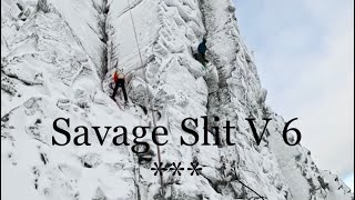Savage Slit V 6 *** Scottish winter climb