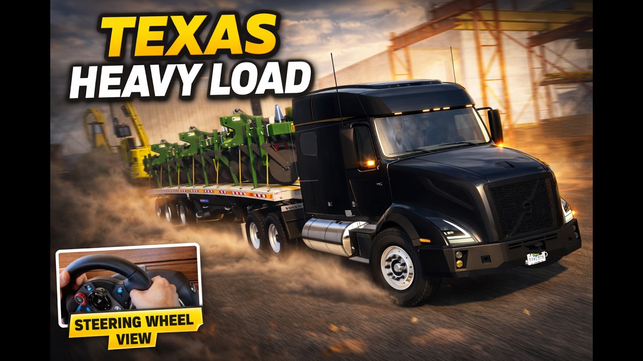 Volvo VNX Heavy Haul in Texas! Transporting Plows on a Great Dane Flatbed  American Truck Simulator
