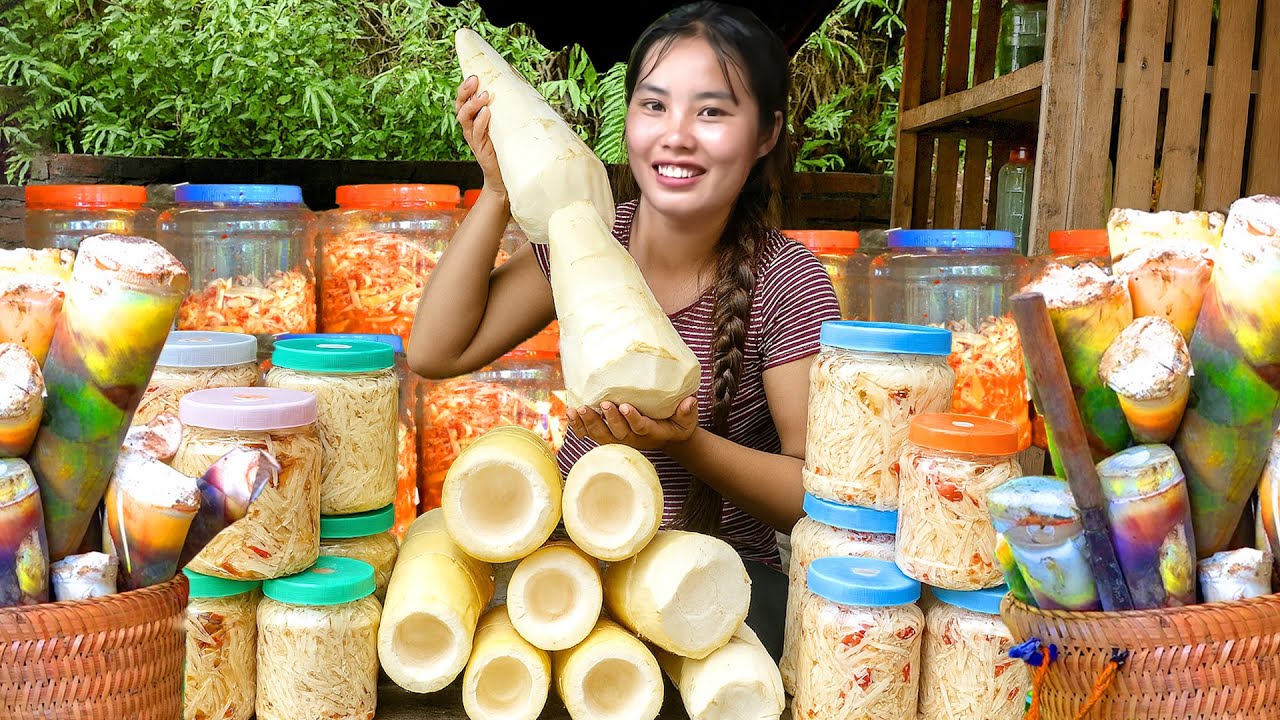 How to Make Spicy pickled bamboo shoots to sell at the market with single mother