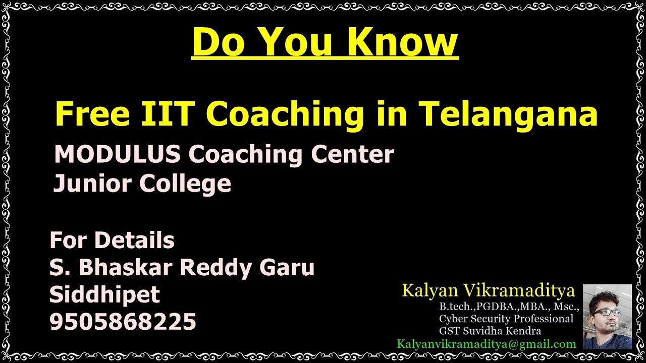 #FREE IIT COACHING in Telangana for Poor Students || #Modulus Academy ...